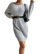 Load image into Gallery viewer, Women’s Gray Long Sleeve Sweater Dress S-L