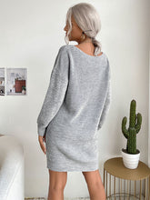 Load image into Gallery viewer, Women’s Gray Long Sleeve Sweater Dress S-L