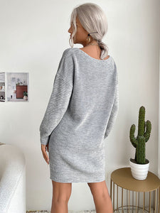 Women’s Gray Long Sleeve Sweater Dress S-L