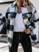 Load image into Gallery viewer, Women&#39;s Long Sleeve Plaid Button Up Shirt Coat in 4 Colors Sizes 4-12