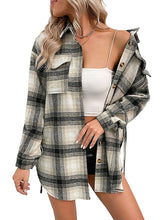Load image into Gallery viewer, Women’s Plaid Shirt Jacket with Buttons and Waist Tie S-XL