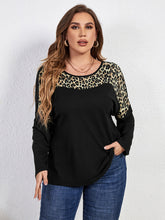 Load image into Gallery viewer, Women’s Plus Size Leopard Print Long Sleeve Round Neck Top Sizes 10-16