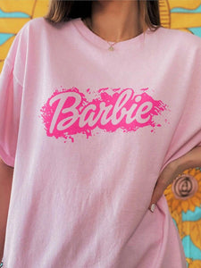 Women’s Barbie Short Sleeve Round Neck Top in 8 Patterns Sizes 4-14