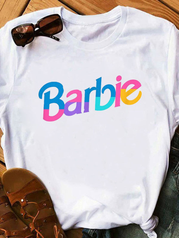 Women’s Barbie Short Sleeve Round Neck Top in 7 Patterns Sizes 4-14