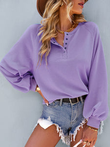 Women’s Solid Long Sleeve Top with Buttons in 4 Colors S-XL
