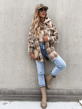 Load image into Gallery viewer, Women&#39;s Buttoned Plaid Shirt Coat with Hood in 2 Colors S-XXL