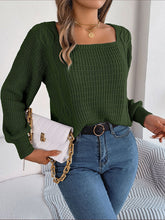 Load image into Gallery viewer, Women&#39;s Solid Square Neck Knitted Pullover Sweater in 3 Colors S-L