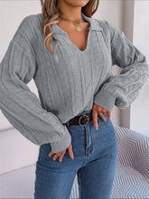 Load image into Gallery viewer, Women’s V-Neck Long Sleeve Knitted Sweater in 3 Colors S-L