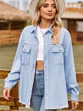 Load image into Gallery viewer, Women’s Denim Long Sleeve Raw Edge Top in 2 Colors S-XL
