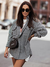 Load image into Gallery viewer, Women&#39;s Houndstooth Buttoned Shirt Jacket with Front Pockets in 3 Colors S-L