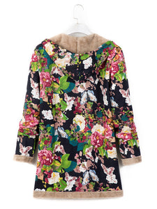 Women’s Printed Hooded Plush Coat with Pockets in 9 Patterns Sizes 4-18