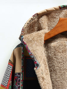 Women’s Printed Hooded Plush Coat with Pockets in 9 Patterns Sizes 4-18