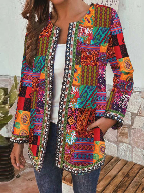 Women’s Printed Long Sleeve Cardigan Jacket in 2 Colors Sizes 6-16 - Wazzi's Wear