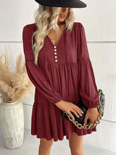 Load image into Gallery viewer, Women&#39;s Long Sleeve V-Neck Empire Waist Dress in 6 Colors S-XL