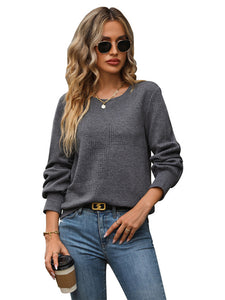 Women's Grey Long Sleeve Textured Sweatshirt S-XL
