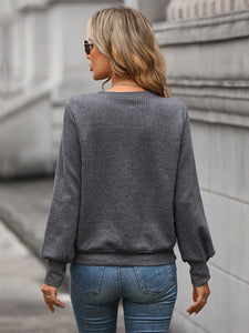 Women's Grey Long Sleeve Textured Sweatshirt S-XL