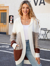Load image into Gallery viewer, Women’s Knitted Colorblock Hooded Cardigan with Pockets in 3 Colors S-XL