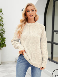 Women’s Solid Crew Neck Knit Sweater with Long Sleeves in 4 Colors S-XL