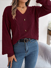 Load image into Gallery viewer, Women’s Long Sleeve V-Neck Sweater with Buttons in 5 Colors S-L - Wazzi&#39;s Wear