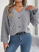 Load image into Gallery viewer, Women’s V-Neck Long Sleeve Sweater with Buttons in 3 Colors S-L - Wazzi&#39;s Wear