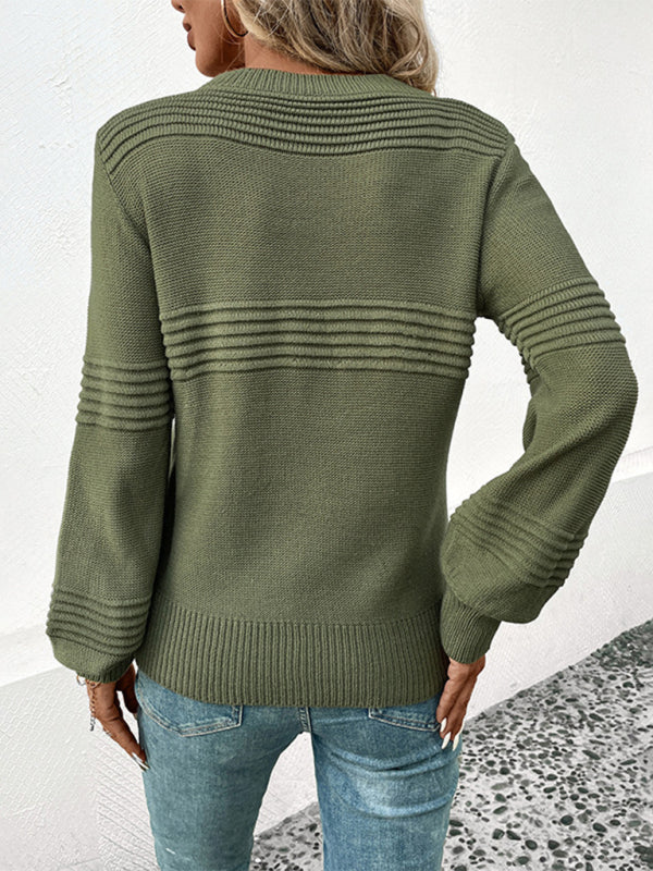 Women’s Olive Green Knit Long Sleeve Sweater S-L - Wazzi's Wear