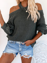 Load image into Gallery viewer, Women&#39;s Off-the-Shoulder Long Sleeve Knit Sweater in 3 Colors S-XL - Wazzi&#39;s Wear