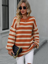 Load image into Gallery viewer, Women&#39;s Striped Long Sleeve Crewneck Sweater in 4 Colors S-XL - Wazzi&#39;s Wear