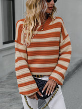 Load image into Gallery viewer, Women&#39;s Striped Long Sleeve Crewneck Sweater in 4 Colors S-XL - Wazzi&#39;s Wear