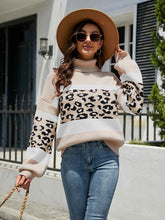 Load image into Gallery viewer, Women&#39;s Long Sleeve Leopard Print Turtleneck Sweater in 3 Colors S-XL - Wazzi&#39;s Wear