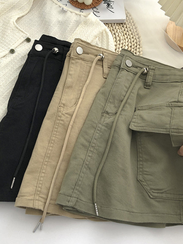 Women's High Waist Denim Skirt with Drawstring in 2 Colors Sizes 2-14 - Wazzi's Wear