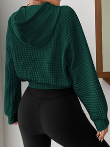 Women’s Long Sleeve Waffle Hooded Sweatshirt with Kangaroo Pocket in 4 Colors S-XXL - Wazzi's Wear