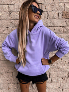 Women’s Hooded Long Sleeve Sweatshirt with Kangaroo Pocket in 4 Colors S-XXL - Wazzi's Wear