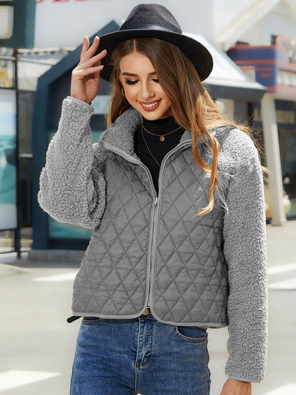 Women’s Long Sleeve Plush Quilted Jacket in 5 Colors S-XXL - Wazzi's Wear