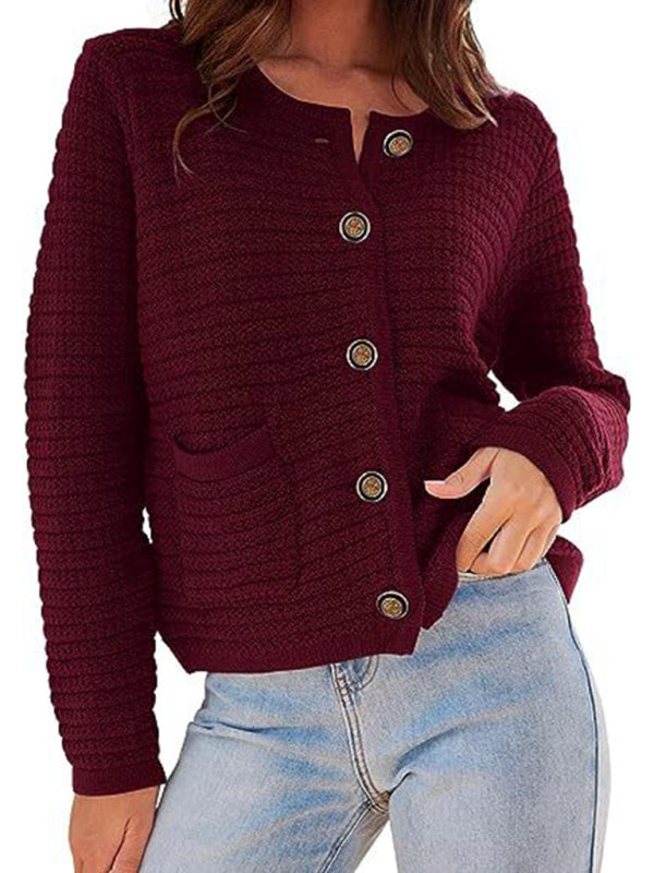 Women’s Long Sleeve Buttoned Cardigan with Pockets in 8 Colors S-XL - Wazzi's Wear