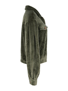 Women's Olive Green Long Sleeve Cropped Jacket S-XL - Wazzi's Wear