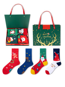 4 Pairs of Christmas Socks Gift Box Set in 6 Patterns - Wazzi's Wear