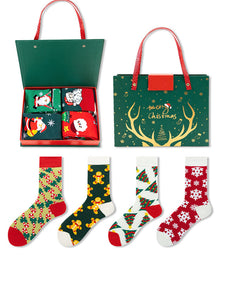 4 Pairs of Christmas Socks Gift Box Set in 6 Patterns - Wazzi's Wear