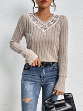 Load image into Gallery viewer, Women&#39;s Long Sleeve V-Neck Sweater with Lace and Buttons S-XL - Wazzi&#39;s Wear