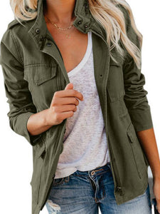 Women’s Multi-Pocket Long Sleeve Cargo Jacket in 3 Colors Sizes 4-18 - Wazzi's Wear
