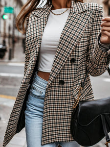 Women’s Plaid Long Sleeve Mid-Length Suit Jacket Sizes 4-12 - Wazzi's Wear