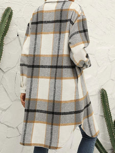 Women’s Plaid Woolen Long Jacket in 2 Colors Sizes 4-14 - Wazzi's Wear
