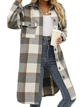 Load image into Gallery viewer, Women’s Plaid Woolen Long Jacket in 2 Colors Sizes 4-14 - Wazzi&#39;s Wear