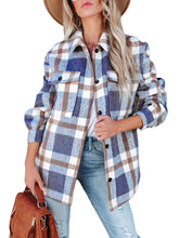 Load image into Gallery viewer, Women&#39;s Plaid Brushed Jacket with Lapel in 2 Colors S-XL - Wazzi&#39;s Wear