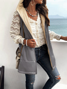 Women's Sleeveless Hooded Vest Jacket with Lapel and Pockets in 5 Colors S-XXL - Wazzi's Wear