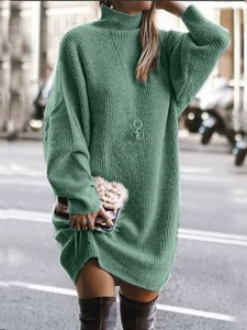 Women's Long Sleeve Mid-Length Sweater Dress in 3 Colors Sizes 4-16 - Wazzi's Wear