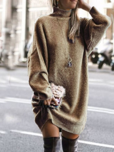 Women's Long Sleeve Mid-Length Sweater Dress in 3 Colors Sizes 4-16 - Wazzi's Wear