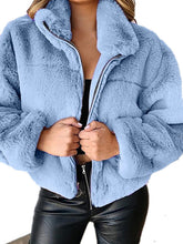 Load image into Gallery viewer, Women&#39;s Cropped Plush Jacket with Lapel in 6 Colors Sizes 4-18 - Wazzi&#39;s Wear