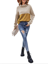 Load image into Gallery viewer, Women&#39;s Colorblock Long Sleeve Turtleneck Sweater in 3 Colors S-XL - Wazzi&#39;s Wear