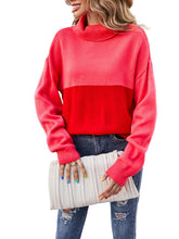 Load image into Gallery viewer, Women&#39;s Colorblock Long Sleeve Turtleneck Sweater in 3 Colors S-XL - Wazzi&#39;s Wear
