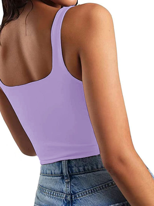 Women's Solid Color Sleeveless Crop Top in 8 Colors S-XL - Wazzi's Wear